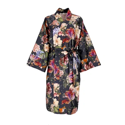 Decoflux Home Maternity Cotton Dressing Gown - Magic Garden Dark Blue, Mt