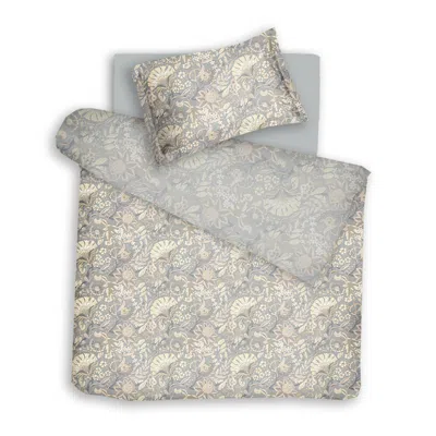 Decoflux Home Neutrals / Grey Sateen Bed Linen Set Boho Fog Uk Single, Us Twin In Gray