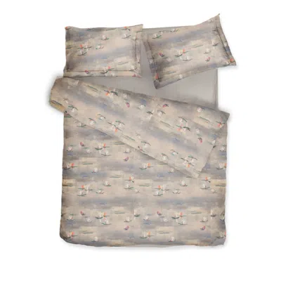 Decoflux Home Neutrals / Purple Sateen Bed Linen Set Lily Uk King, Us Queen