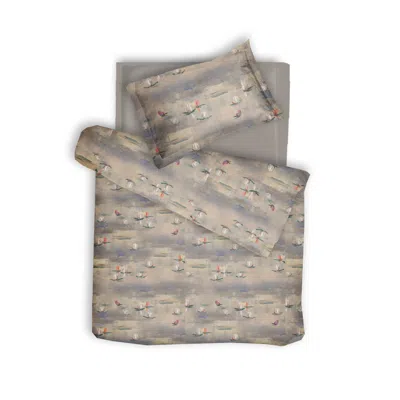 Decoflux Home Neutrals / Purple Sateen Bed Linen Set Lily Uk Single, Us Twin