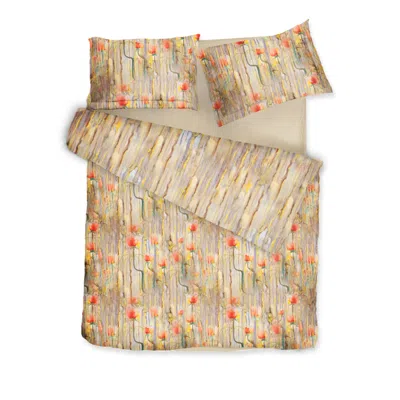 Decoflux Home Neutrals / Red Sateen Bed Linen Set Poppy Uk Double, Us Full