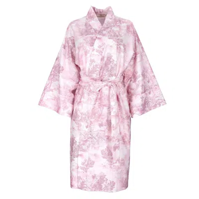 Decoflux Home Women's Pink / Purple / White Cotton Kimono Toile Pink  & Matching Bag In Pink/purple/white