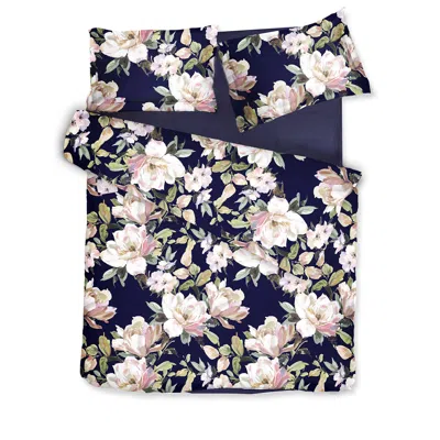 Decoflux Home Sateen Bed Linen Set Harmony Dark Blue Uk Super King, Us King