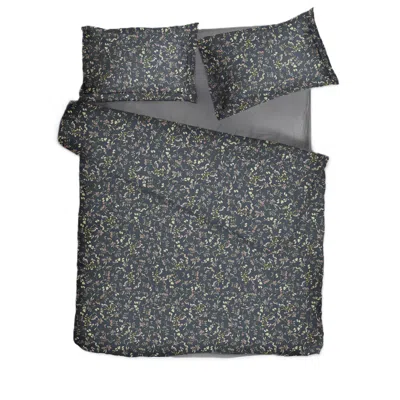 Decoflux Home Sateen Bed Linen Set Herbary Dark Grey Uk Single, Us Twin In Gray