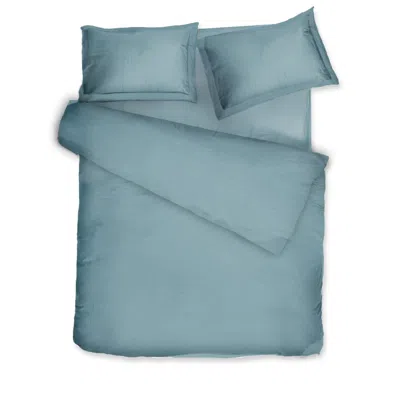 Decoflux Home Sateen Bed Linen Set Solid Blue Bell Us King, Uk Super King
