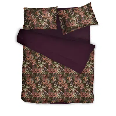 Decoflux Home Sateen Bed Linen Set Velvet Uk Double, Us Full In Pink/purple/red