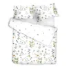 Decoflux Home Sateen Bedding Set Midsummer  - White Floral Pattern - Bed Linen Set - Uk Double In White