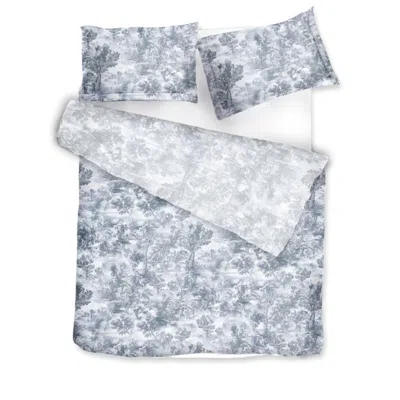Decoflux Home White / Blue Cotton Bed Linen Set Toile Blue Us Full, Uk Double In Multi