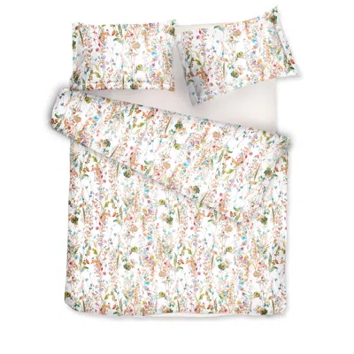 Decoflux Home White Sateen Bed Linen Set Summer Life Uk King, Us Queen