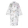 Decoflux Home Women's White Cotton Kimono Midsummer & Matching Cotton Bag + Gift Wrapping In White