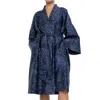 Decoflux Home Women's Blue Cotton Sateen Kimono Robe Boho Indigo In Blue
