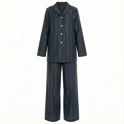 Decoflux Home Women's Blue Long Cotton Pyjama Set - Etno Baltic