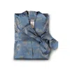 Decoflux Home Women's Blue / Silver Cotton Bathrobe Kimono Rose Line Silver Blue In Multi