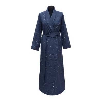 Decoflux Home Women's Cotton Kimono Cosmos Dark Blue & Matching Bag + Gift Wrapping