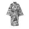 Decoflux Home Women's Cotton Kimono Lover's Tale Grey & Matching Cotton Bag In Grey