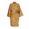 Decoflux Home Women's Yellow / Orange Floral Kimono In Ochre & Matching Cotton Bag
