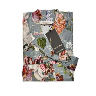 Decoflux Home Women's Green Cotton Kimono Garden Emerald & Matching Bag