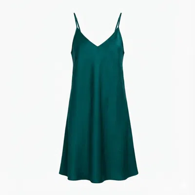 Decoflux Home Women's Green Cotton Sateen Night Dress Solid Teal