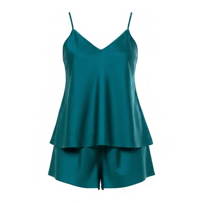 Decoflux Home Women's Green Cotton Short Pyjama Set Solid Teal