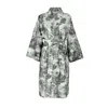 Decoflux Home Women's Cotton Kimono Lover's Tale Green & Matching Cotton Bag In Green