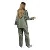 Decoflux Home Women's Green Long Pyjama Set Shirt And Pants - Rose Line Wild Sage In Green