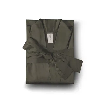 Decoflux Home Women's Green / Neutrals Kimono Khaki - Olive Green Cotton Dressing Gown + Gift Wrapping