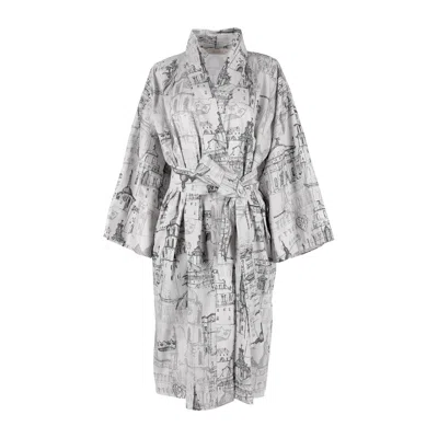 Decoflux Home Women's Grey Kimono Secret Love - Cotton Dressing Gown
