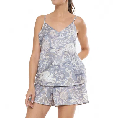 Decoflux Home Women's Grey / Neutrals Cotton Short Pyjama Set Boho Fog In Gray