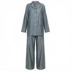 Decoflux Home Women's Long Pyjamas Set Stripe In Line Grey In Gray