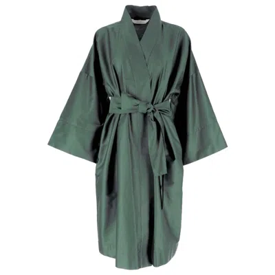 Decoflux Home Women's Kimono Royal Green - Green Cotton Dressing Gown