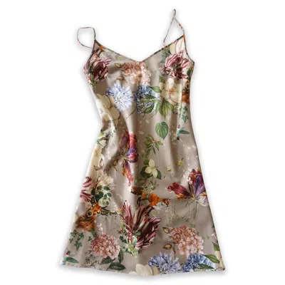 Decoflux Home Women's Neutrals Night Dress Magic Garden Grey Cliff Beige + Gift Wrapping In Gray