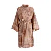 Decoflux Home Women's Neutrals Kimono Reflection - Cotton Dressing Gown & Matching Cotton Bag