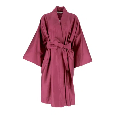 Decoflux Home Women's Pink / Purple Kimono Burgundy - Purple Cotton Dressing Gown + Gift Wrapping In Pink/purple