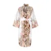 Decoflux Home Women's White Floral Cotton Kimono Nostalgia + Gift Wrapping In White
