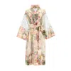 Decoflux Home Women's White Floral Cotton Kimono Nostalgia + Gift Wrapping In White