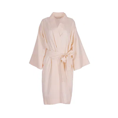 Decoflux Home Women's Yellow / Orange Cotton Kimono Creamy Peach - Light Orange In Yellow/orange