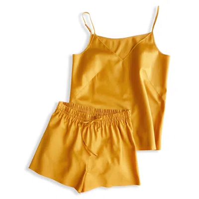 Decoflux Home Women's Yellow / Orange / Gold Yellow Cotton Short Pyjama Set Antique Gold + Gift Wrapping In Yellow/orange/gold
