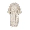 Decoflux Home Women's Yellow / Orange Linen Kimono Dreamy Ecru - Floral Robe Kimono, Yellow Dressing Gown - With B In Yellow/orange