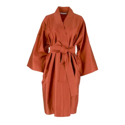 Decoflux Home Women's Yellow / Orange Kimono Terracotta - Burnt Orange Cotton Dressing Gown, Gift Wrapping In Yellow/orange