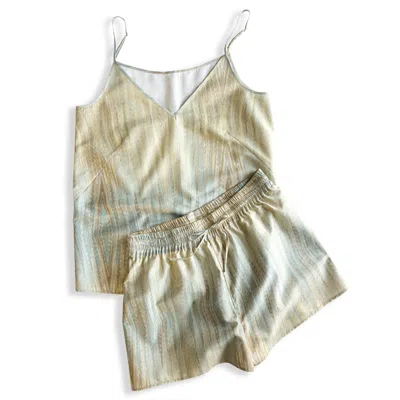 Decoflux Home Women's Yellow / Orange / Neutrals Cotton Short Pyjama Set Fairy Tale Yellow + Gift Wrapping In Yellow/orange