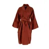 Decoflux Home Yellow / Orange Kimono Terracotta - Burnt Orange Cotton Dressing Gown, Hm In Yellow/orange