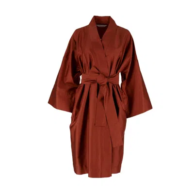 Decoflux Home Yellow / Orange Kimono Terracotta - Burnt Orange Cotton Dressing Gown, Hm In Yellow/orange