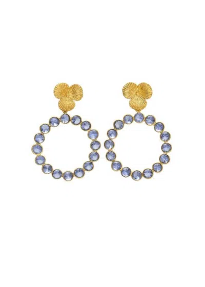 Decolet The Label Women's Gold Bianca Earrings Sapphire Blue