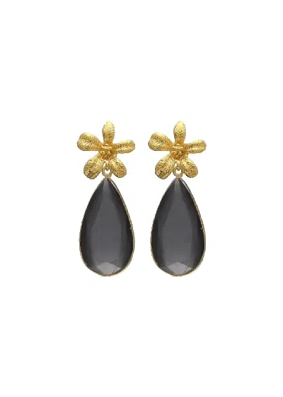 Decolet The Label Women's Gold / Black Amara Gold Earrings With Smokey Topaz In Multi