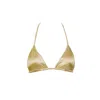 Decolet The Label Women's Gold Cara Triangle Satin Top In Goddess In Gold