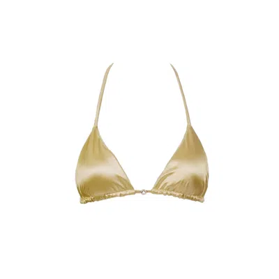 Decolet The Label Women's Gold Cara Triangle Satin Top In Goddess