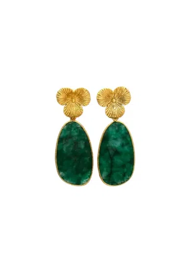 Decolet The Label Women's Gold / Green Jade Earrings