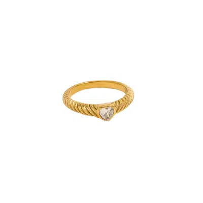 Decolet The Label Women's Gold Mini Heart Zircon Ring