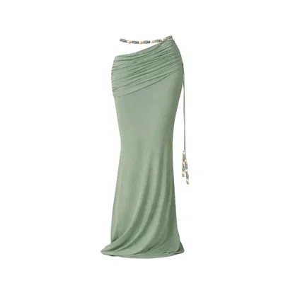 Decolet The Label Women's Green Ella Beaded Skirt In Sage