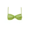 Decolet The Label Women's Green Luna Ruched Satin Top In Chartreuse In Green